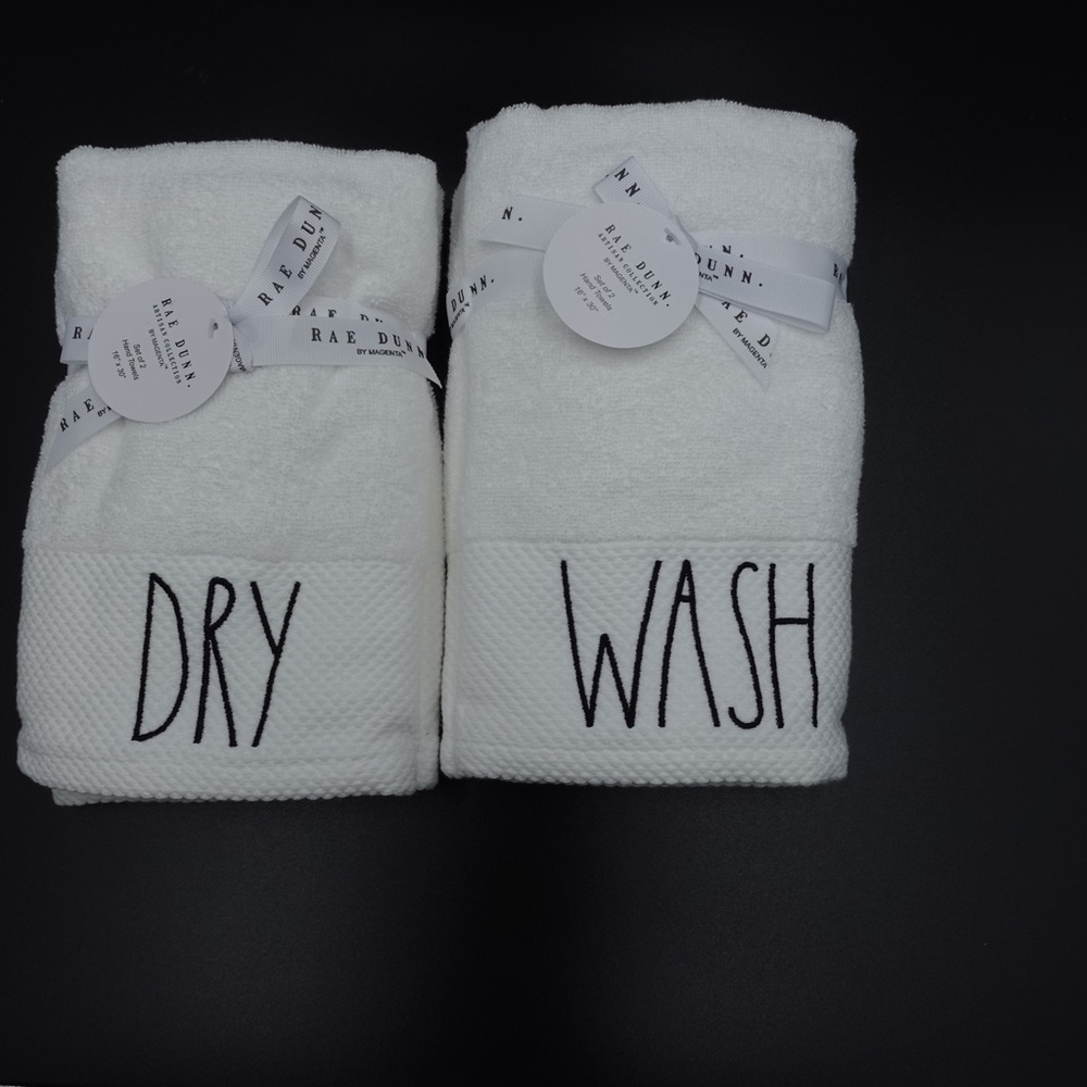 2 Set's Rae Dunn hand wash Towels